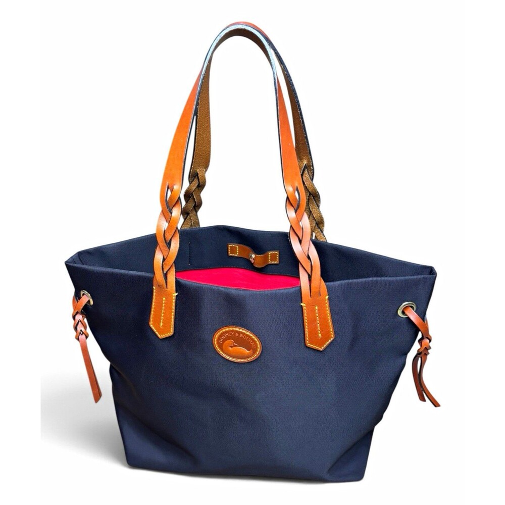 Dooney & Bourke Black Nylon Shopper Tote with Braided Leather Handles